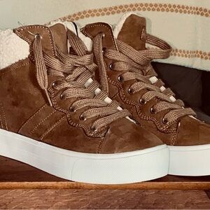 Marc Fisher Tan Suede High-Top Sneakers